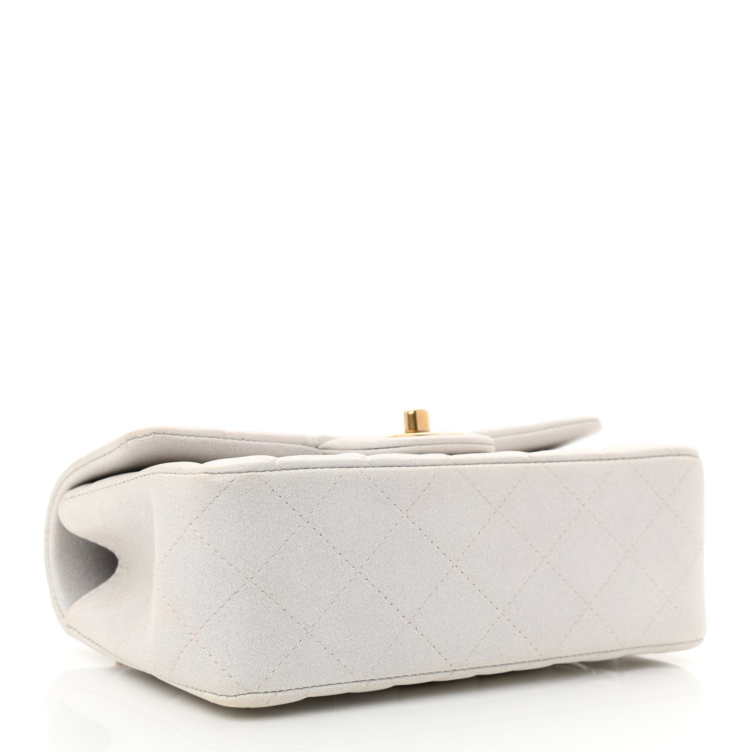 Iridescent Caviar Quilted Mini Top Handle Rectangular Flap White