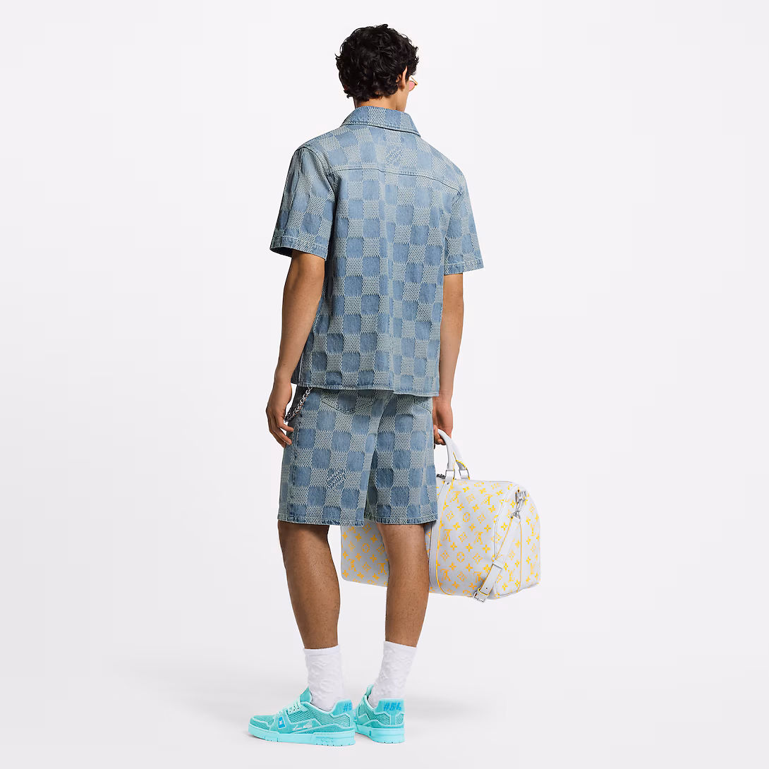 1AHVZ2 Damier 3D Light Denim Short-Sleeved Shirt
