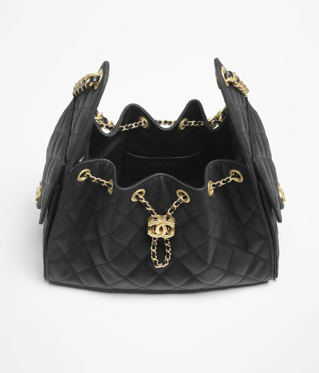 CHANEL 25 Small Handbag Canvas & Gold-Tone Metal  Black