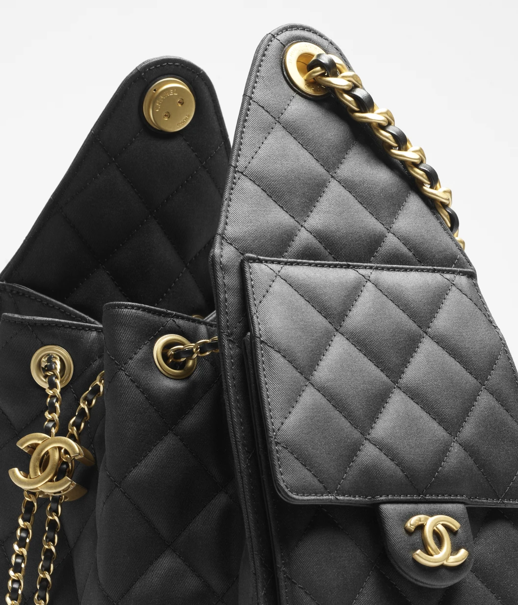 CHANEL 25 Small Handbag Canvas & Gold-Tone Metal  Black