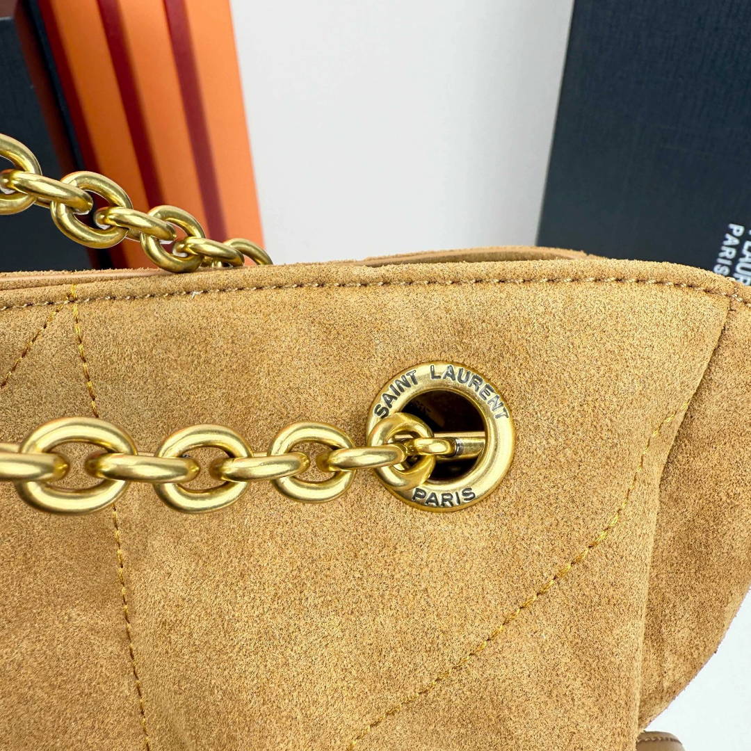 YSL JAMIE shopping in suede-GOLDEN LEAF