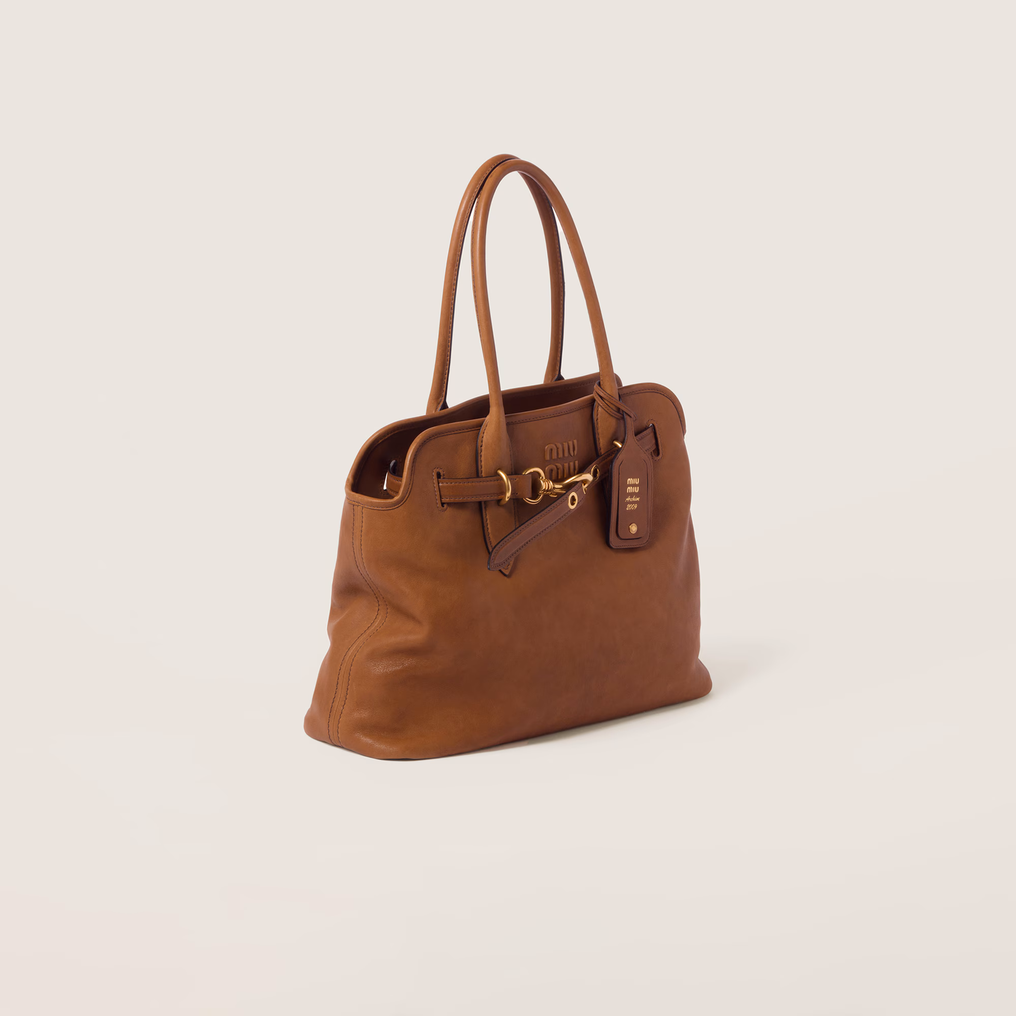 MiuMiu Aventure nappa leather bag-Oak