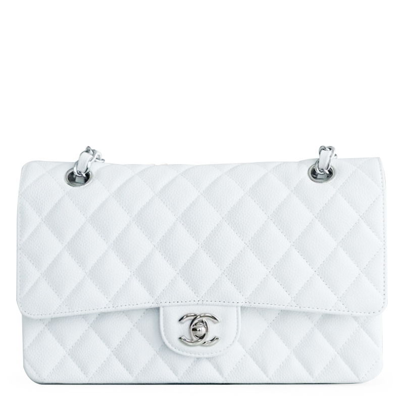 【🔥Special Offers🔥】Caviar Quilted Medium Double Flap White
