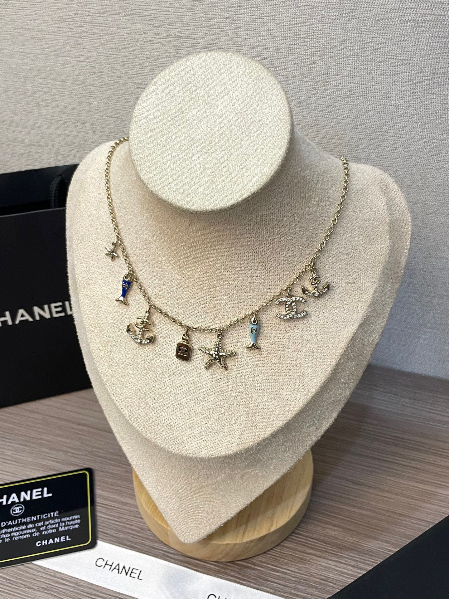Chanel Metal Resin Rhinestones Necklaces