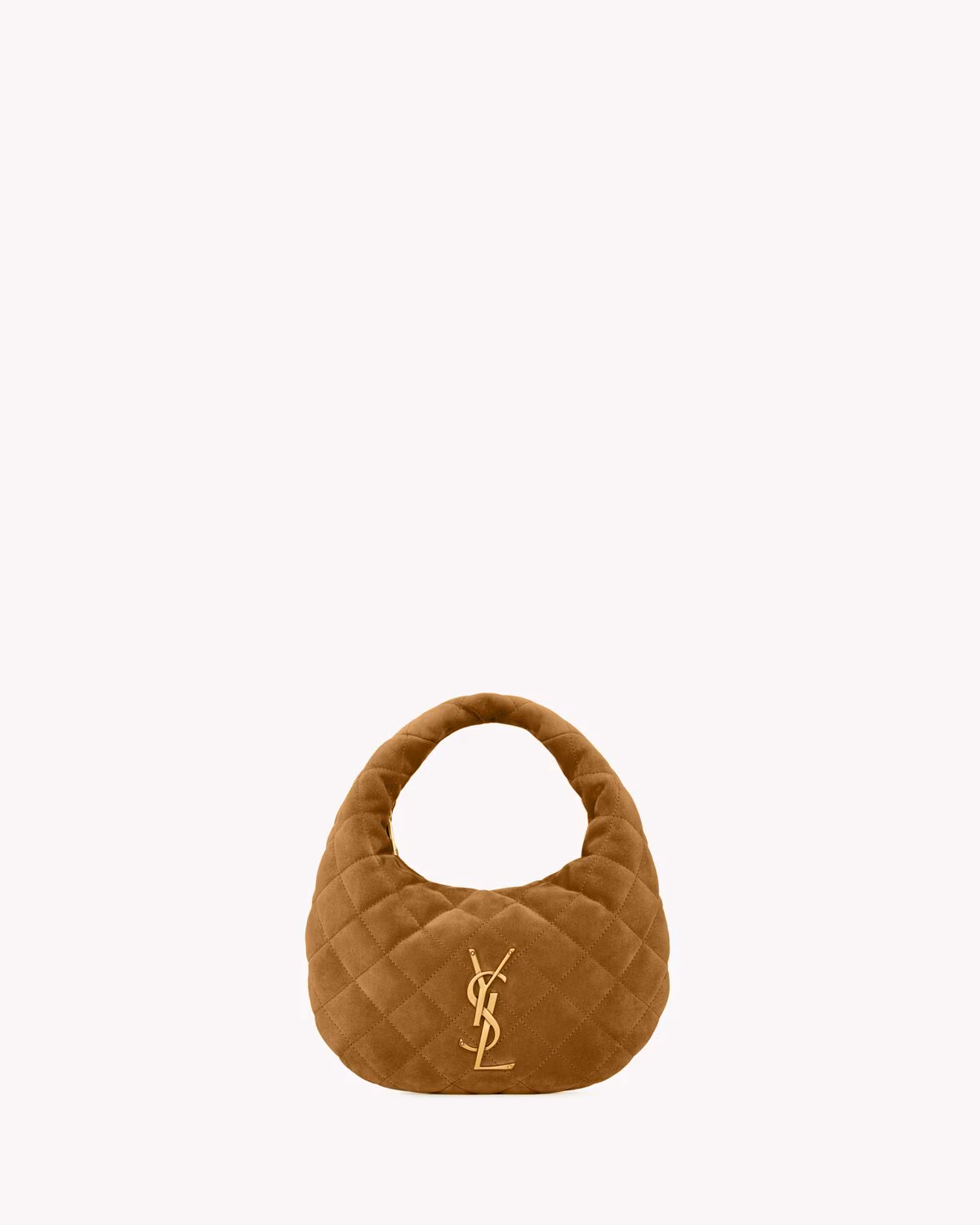 YSL ICARINO in quilted suede-CARAMEL COGNAC